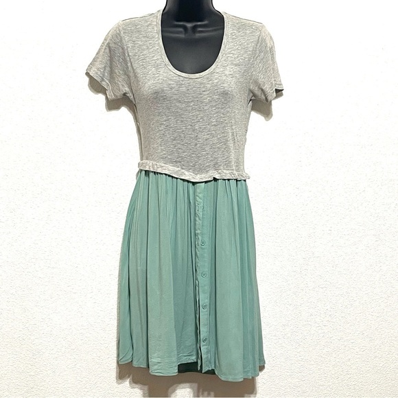 Funktional Anthropologie Woman Gray Green Short Sleeve Dress Size S - Picture 2 of 16